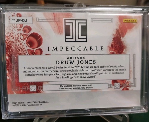 2024 Panini Impeccable Druw Jones Arizona Diamondbacks SSP Nike Glove Relic#4/5 - Picture 2 of 5