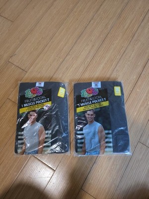 Fruit Of The Loom Muscle Pocket T Shirt Vtg 2001 Mens 3XL 2 Pack Black