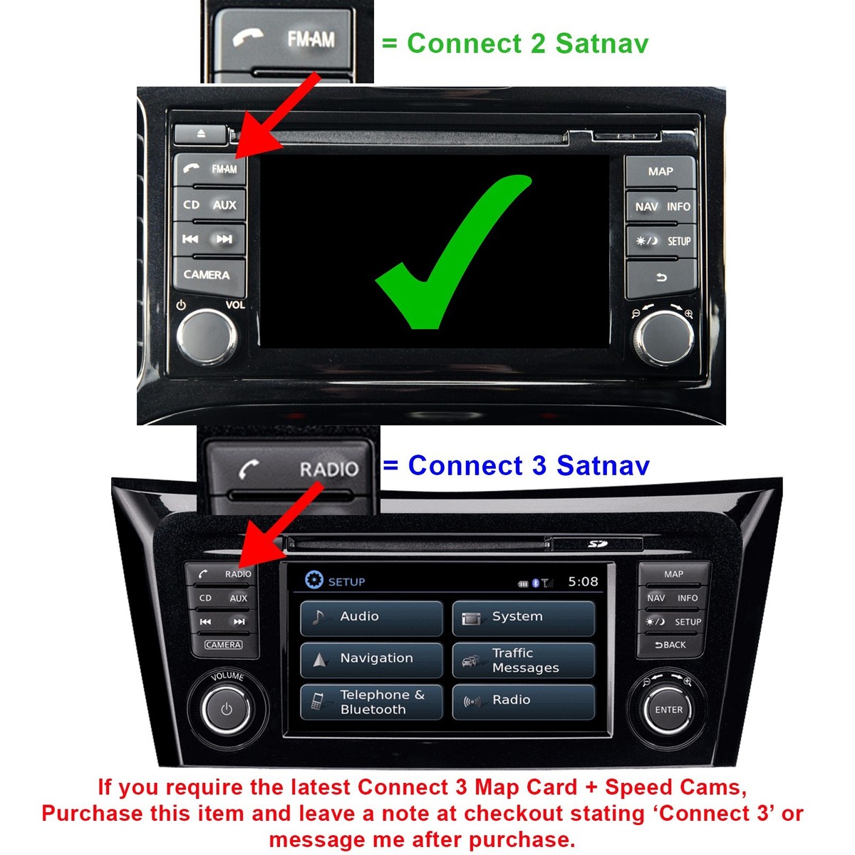 SD Card For NISSAN Connect 2 Sat Nav Micra Juke Note E-NV200 Leaf