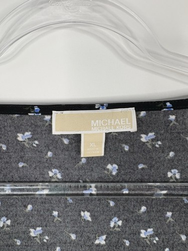 Michael Kors Blouse Womens Size XL Black Blue Floral Side Ties Square Neck - Picture 4 of 7