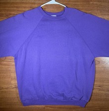 Vintage 90s Tultex Purple Blank Crewneck Sweatshirt USA Made XL 3