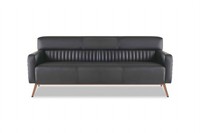 Arbeitszimmer 3-Sitzer Sofa Schwarz Einfarbig Modern Design Wohnzimmer