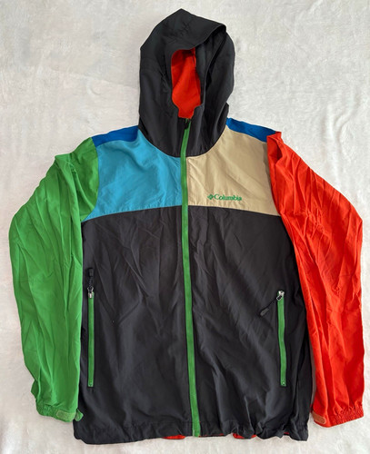 Columbia, Vintage Columbia Colorblock Hooded Windbreaker Jacket Size Small Flawed