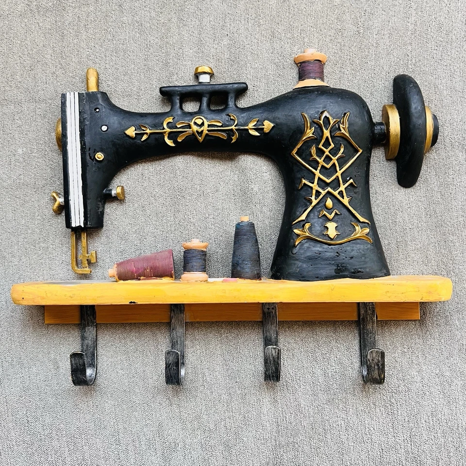 Estante de gancho de pared para máquina de coser vintage - almacenamiento decorativo, 13”x10”x2” Foto 3 de 4