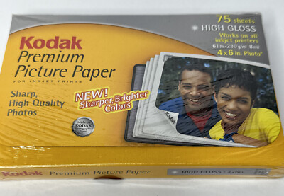 Premium Picture Paper Kodak 4x6  High Gloss 75 Sheets