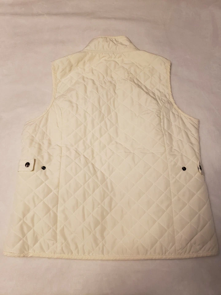 Chaleco Northcrest Mujer Talla L Blanco Acolchado Pana Cremallera Completa Bolsillos a Presión Capa Foto 2 de 4