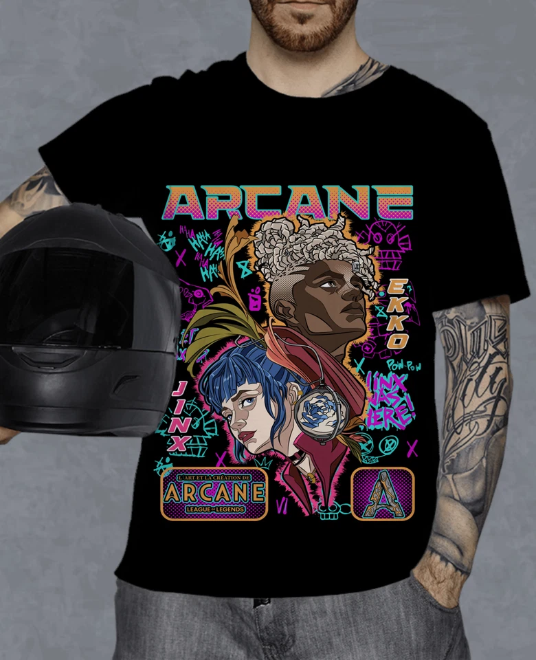 Camiseta Jinx Arcana Anime Japonés Dibujos Animados Jinx Arcano Gráfico Camiseta Regalo  Foto 4 de 4