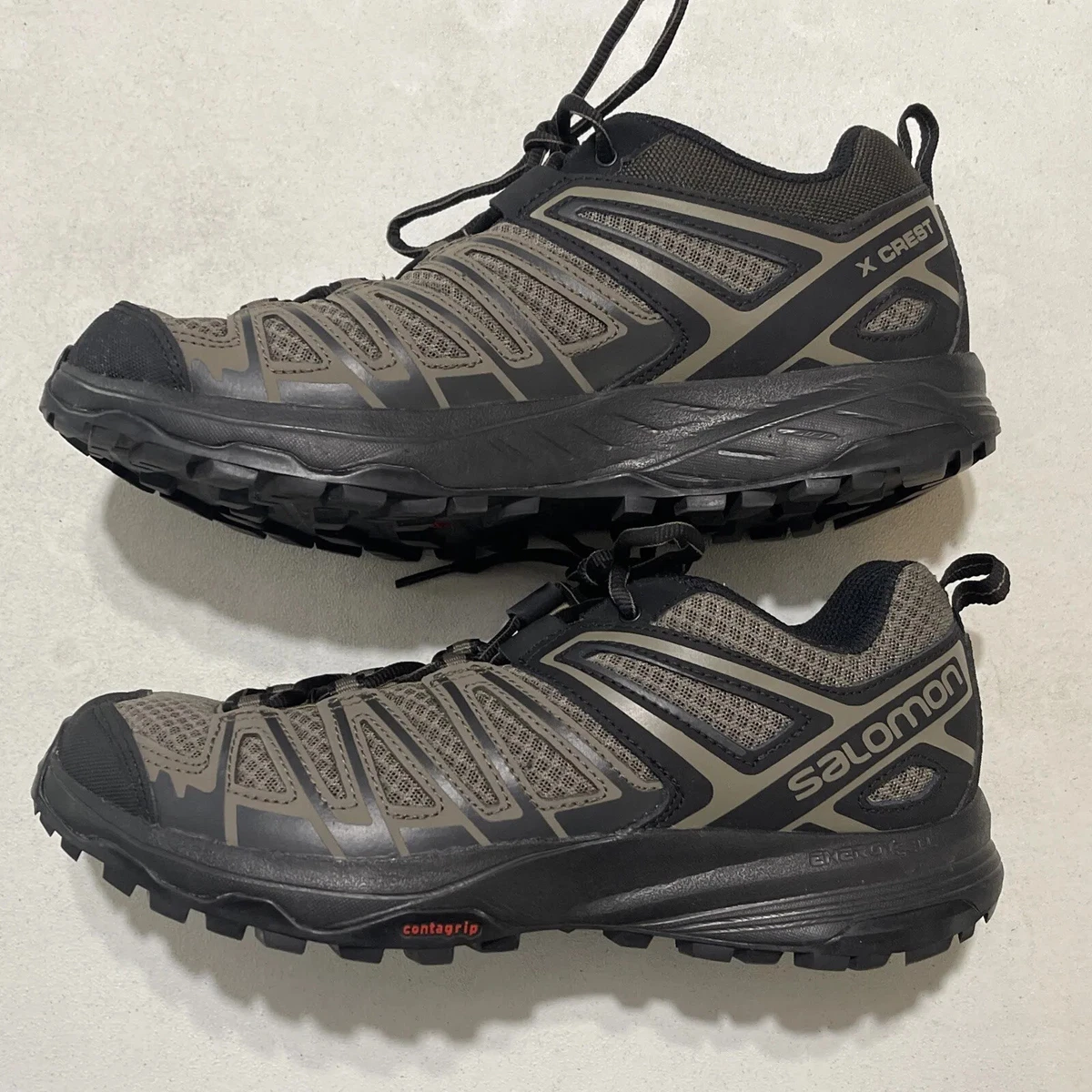 Salomon X Crest Black Peat Hiking Shoes Mens Size 8 Clean eBay
