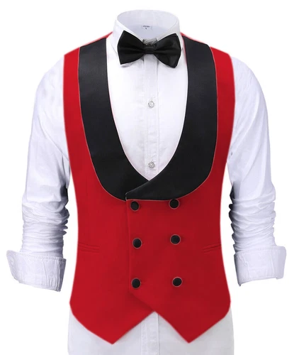 Men's Shawl Collar Vest Double Breasted Slim Prom Blazer Tops Waistcoat Waitress - Bild 8 von 42