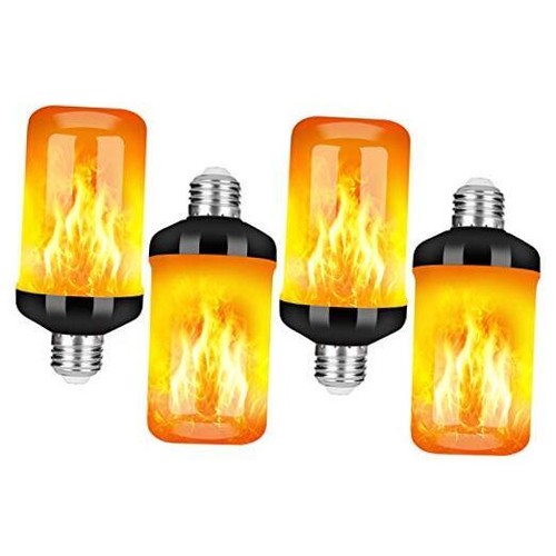 LED Flame Effect Fire Light Bulb, Upgraded 4 Modes Flickering Black-4 Pack