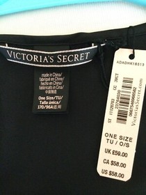Victorias Secret Black Satin Robe One Size Flutter Sleeve Short Kimono Wrap NEW