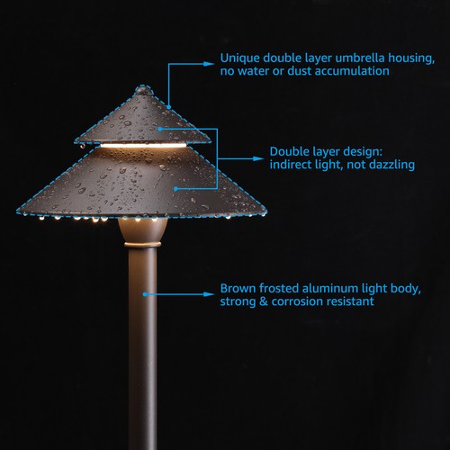 4-Pack LED Landscape Pathway Lighting, 3W AC/DC 12V-24V Low Voltage Path Lights - Picture 3 of 7