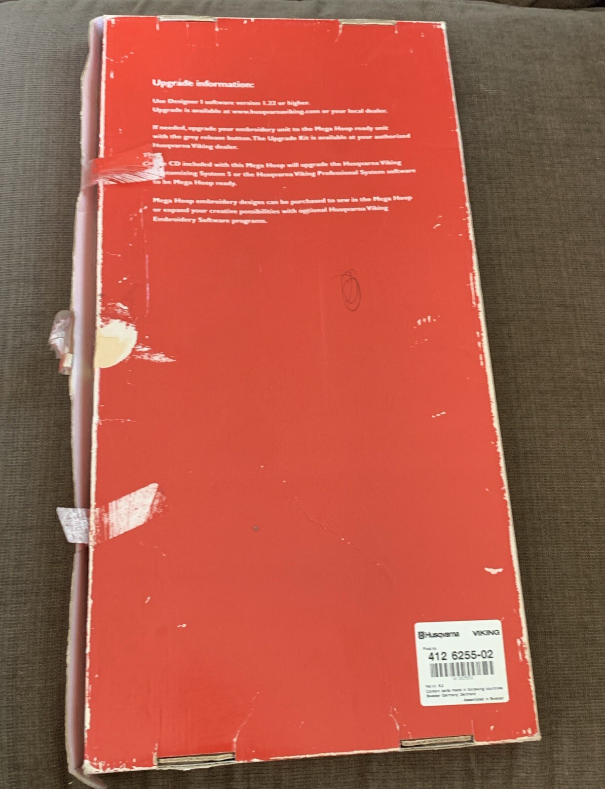 Embroidery Mega Hoop Husqvarna Viking Designer I & II (1&2) 14.2" X 6" Open Box