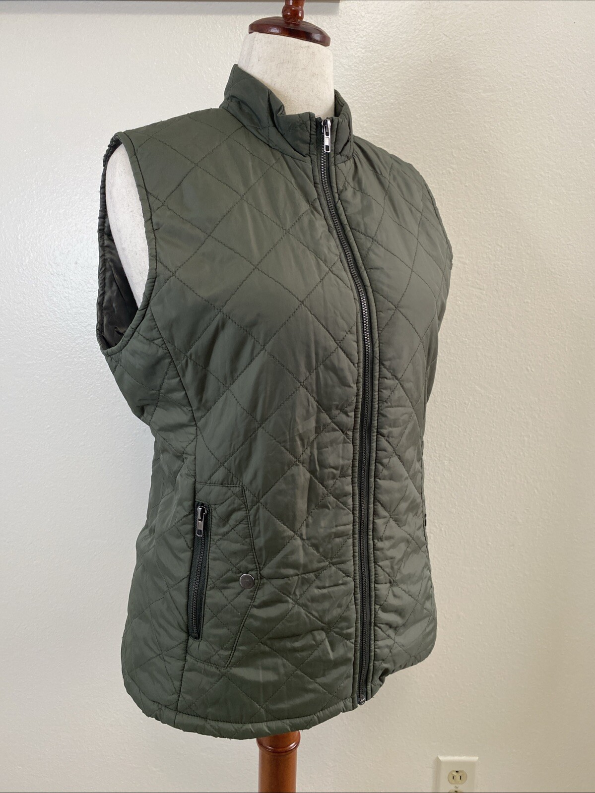 Allegra K Lightweight Packable Green Vest for Women Size Large