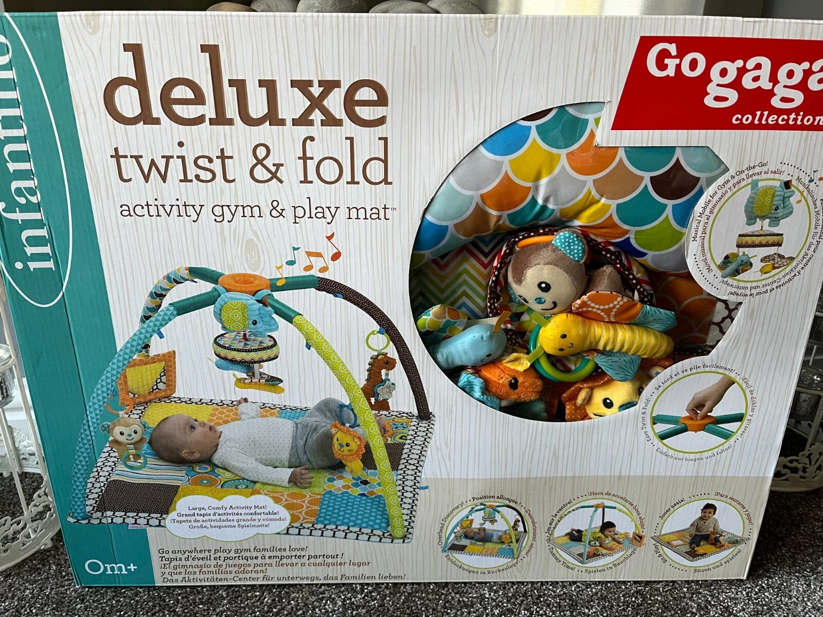 Infantino Deluxe Twist & Fold Activity Gym & Play mat Musical Mobile Removable