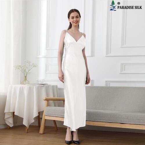 Maxikleid aus Seide 19 mm mit Spaghetti-V-Ausschnitt und rückenfreiem Nachthemd - Bild 10 von 14