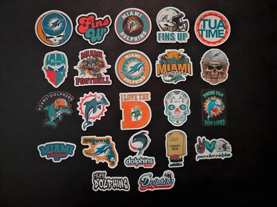 Football Vinyl Decal Stickers Florida Beach Sports Fins Up Retro Miami Dolphins
