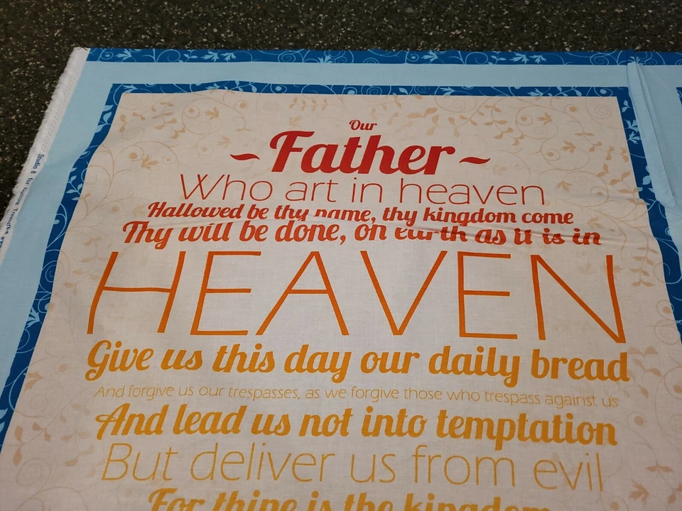 Panel Nuestro Padre 23" x 42" Acolchado Tesoros Bloques de Oración del Señor Foto 2 de 4