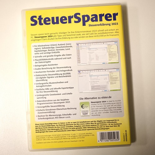 Steuererklärung 2023 am PC - Steuer Sparer 2024 - CD-ROM Einkommenssteuer Steuer - Afbeelding 2 van 2
