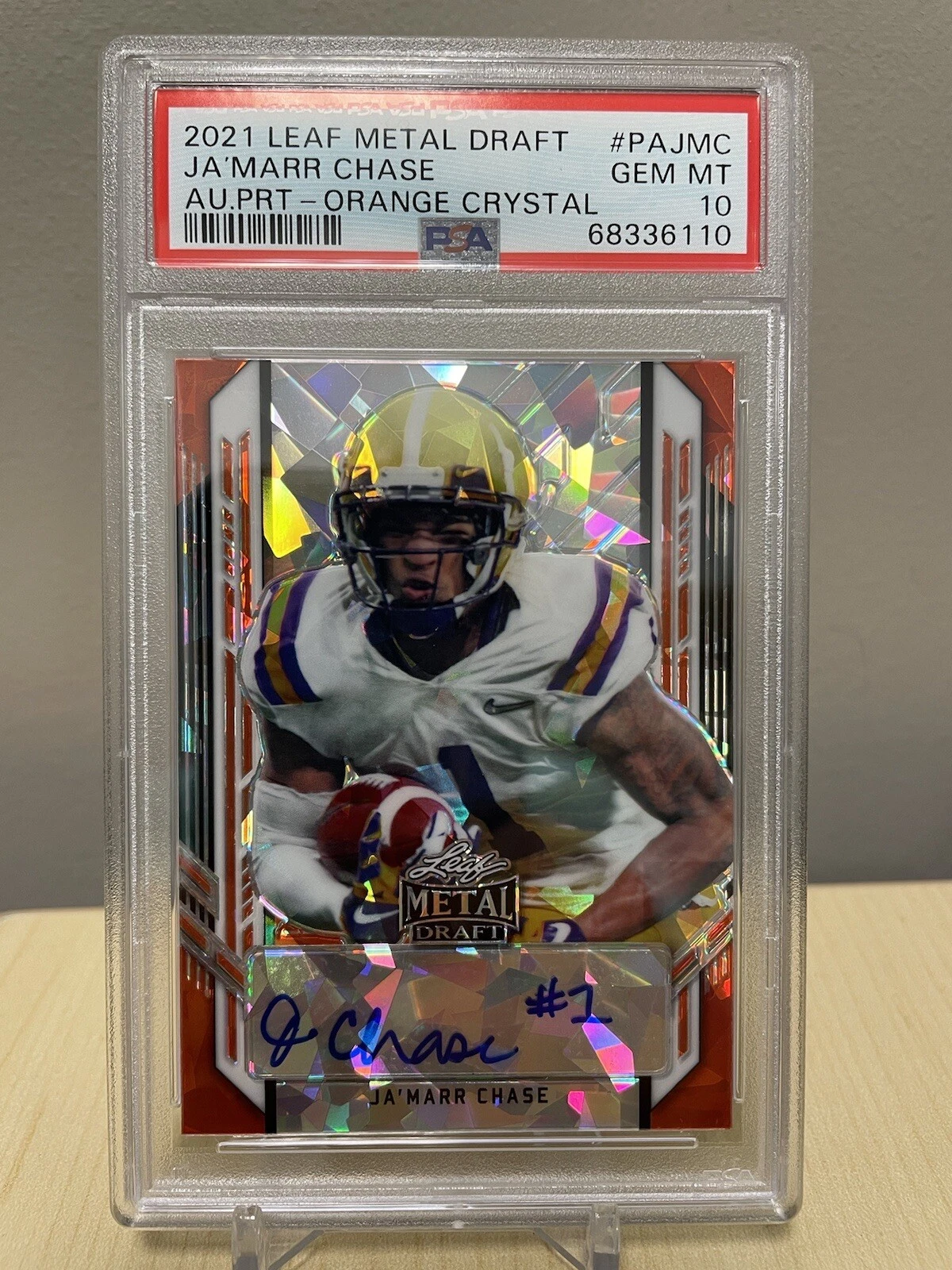 JaMarr Chase Leaf Metal Draft Autograph Portrait #PAJMC Orange Crystal