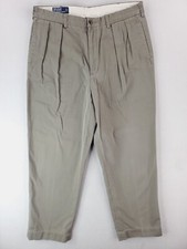 VTG Polo Ralph Lauren Pant Mens 36x29 Gray Andrew Relaxed Tapered Pleated Chino
