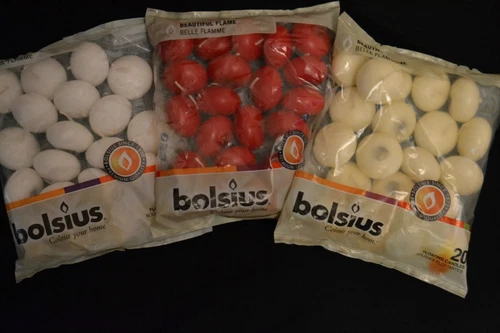 2 x PREMIUM BOLSIUS IVORY, RED OR WHITE - FLOATING CANDLES 40 PACK 5 HOUR BURN