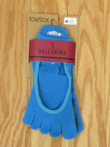 ToeSox Womens Bellarina Grip Socks Yoga Dance Pilates Blue M