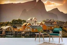 3D Mountain House River Landscape Self-adhesive Removable Wallpaper Murals