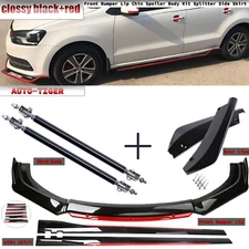 For VW Polo MK5 MK6 Front Bumper Lip Chin Spoiler Body Kit Splitter Side Skirt