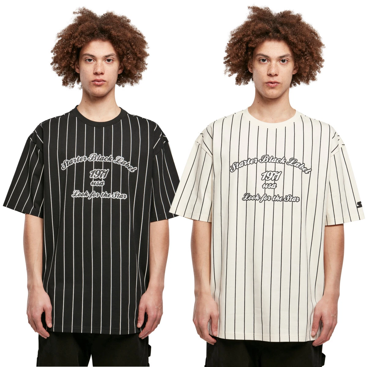 Starter Pinestripe 1971 Tee T-Shirt Top Men Striped Oversize Cotton