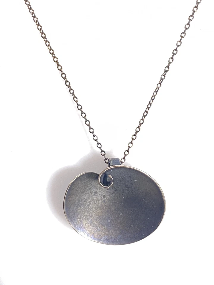 "Colgante Omega 925 vintage abstracto de plata esterlina de mediados de siglo con collar de 18""" Foto 2 de 4