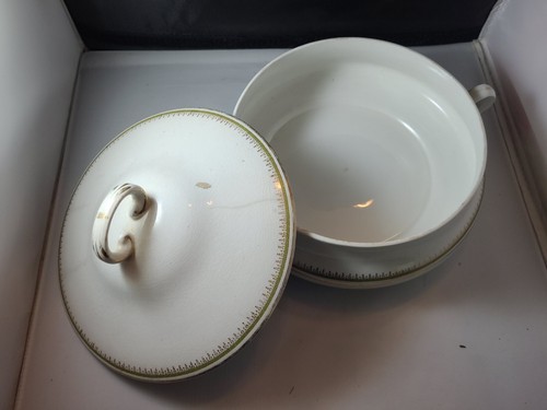Cazuela de Colección Homer Laughlin EE. UU. Genesee Cubierta Plato Redondo Borde Dorado G168 - Imagen 3 de 6