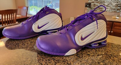 NEW Men's Nike Shox Basketball Shoes Sneakers White Purple 17.5 Vintage RARE
