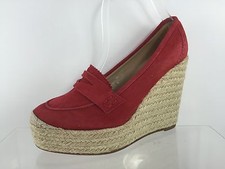 J Crew Womens Red Leather/suede Wedges 8