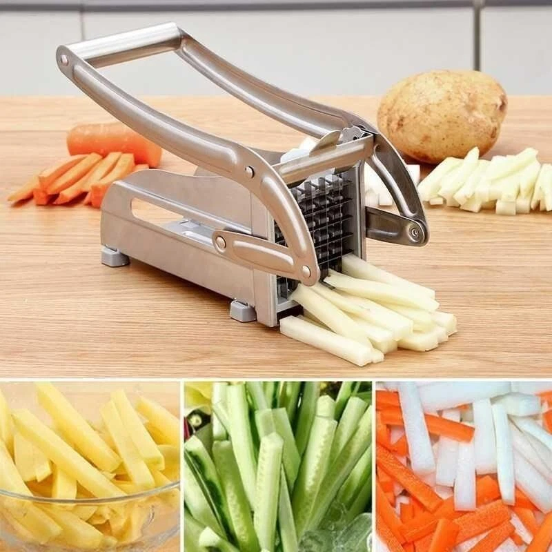 Vegetable Chopper with Container, Cheese Grater Dicer Mandoline Slicer  Cabbage Shredder French Fry Cutter Stainless Steel for Veggie Onion Potato