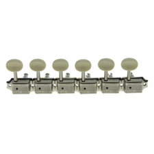 Wilkinson Deluxe 6 Inline Vintage Guitar Tuning Keys Nickel with Ivory Button