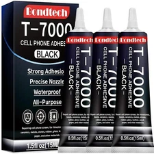 Black T7000 Glue for Cell Phones, 15 ML X 3 Cell Phone Adhesive, Screen Glue for