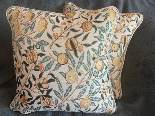 WILLIAM MORRIS CUSHION COVERS POMEGRANATE A PAIR OF 17" CUSHION COVERS, - Picture 2 of 4