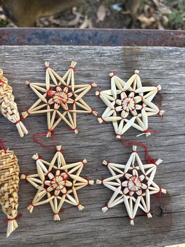 Vintage Natural Straw Christmas Ornaments Set Of 12 - Picture 6 of 10