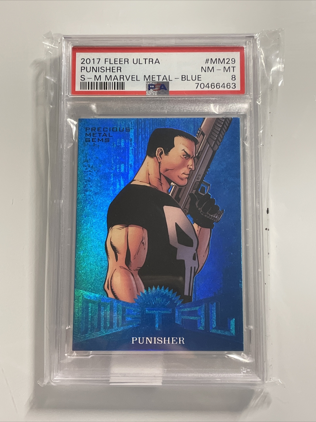 2017 Fleer Ultra Spider-Man Punisher MM29 PMG Blue Precious Metal Gem 34/49