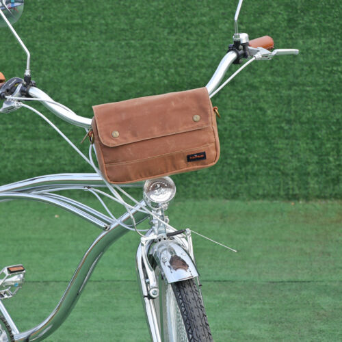 Tourbon Waxed Canvas Bike Handlebar/Saddle Case Bicycle Frame Pouch Key Bag BR - Picture 7 of 23