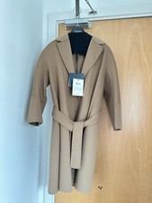 S Maxmara Arona Wool Belted Wrap Coat Camel Color Size 34