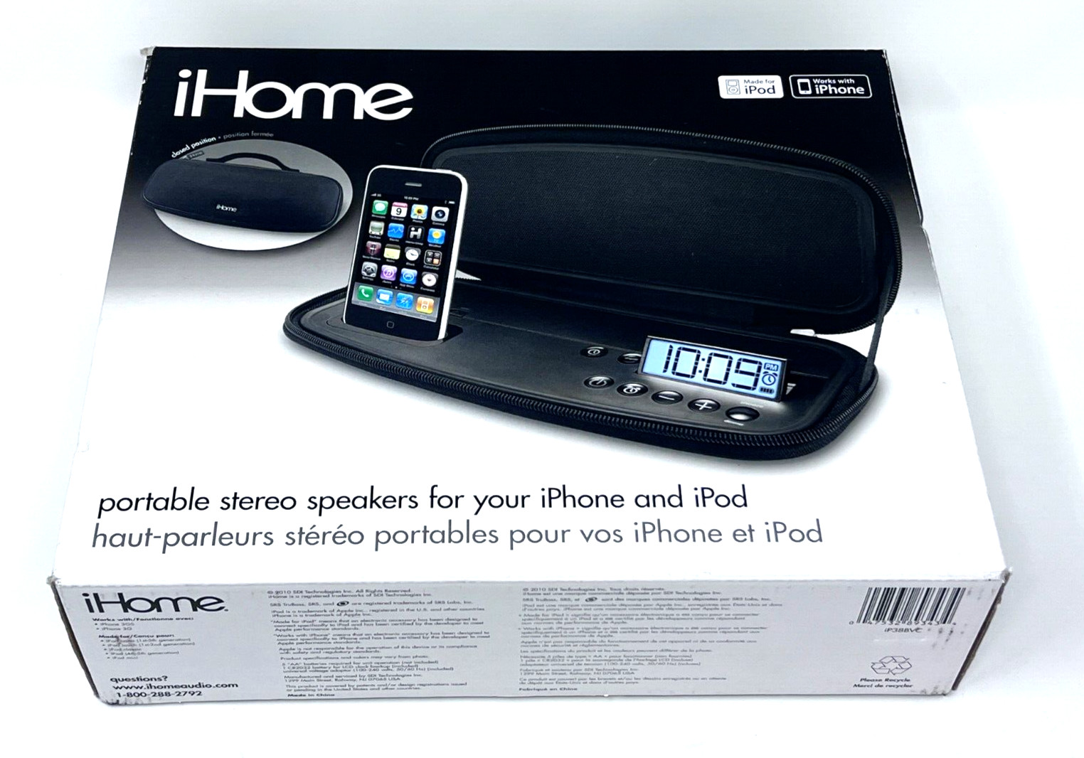 iHome iP38 Portable iPhone iPod Charger Speaker Stereo NIB