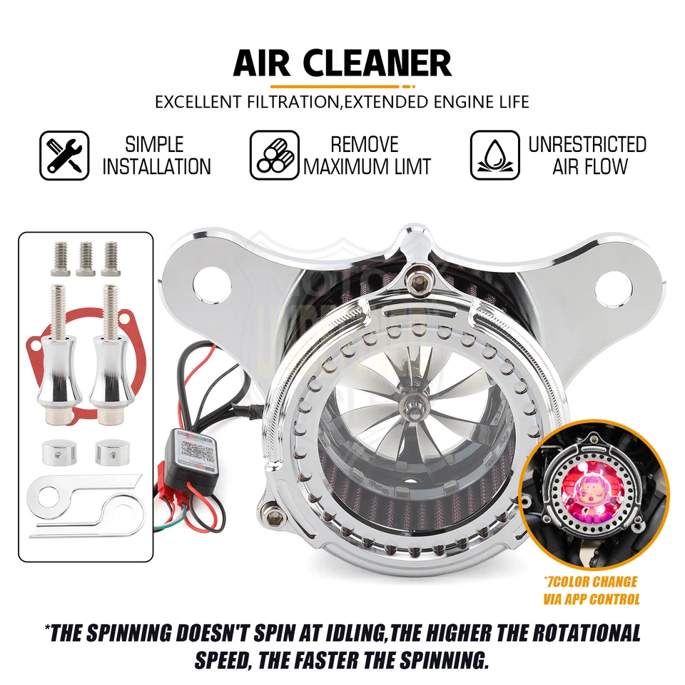 LED Air Cleaner Intake Filter For Harley Dyna Electra Street Glide Road King - Image 4 of 4