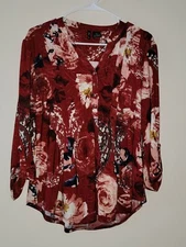 ND New Direction Women's Long Sleeves Multiple Colored Floral Dress Size PL