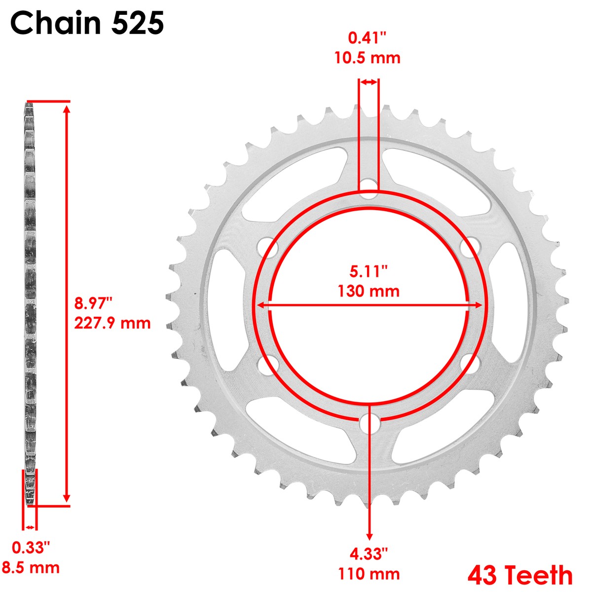 Rear Wheel Chain Sprocket for Yamaha 1WS-25443-00-00 B67-25443-00