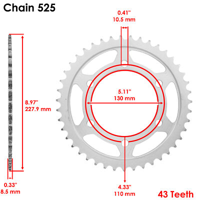 Rear Wheel Chain Sprocket for Yamaha 1WS-25443-00-00 B67-25443-00