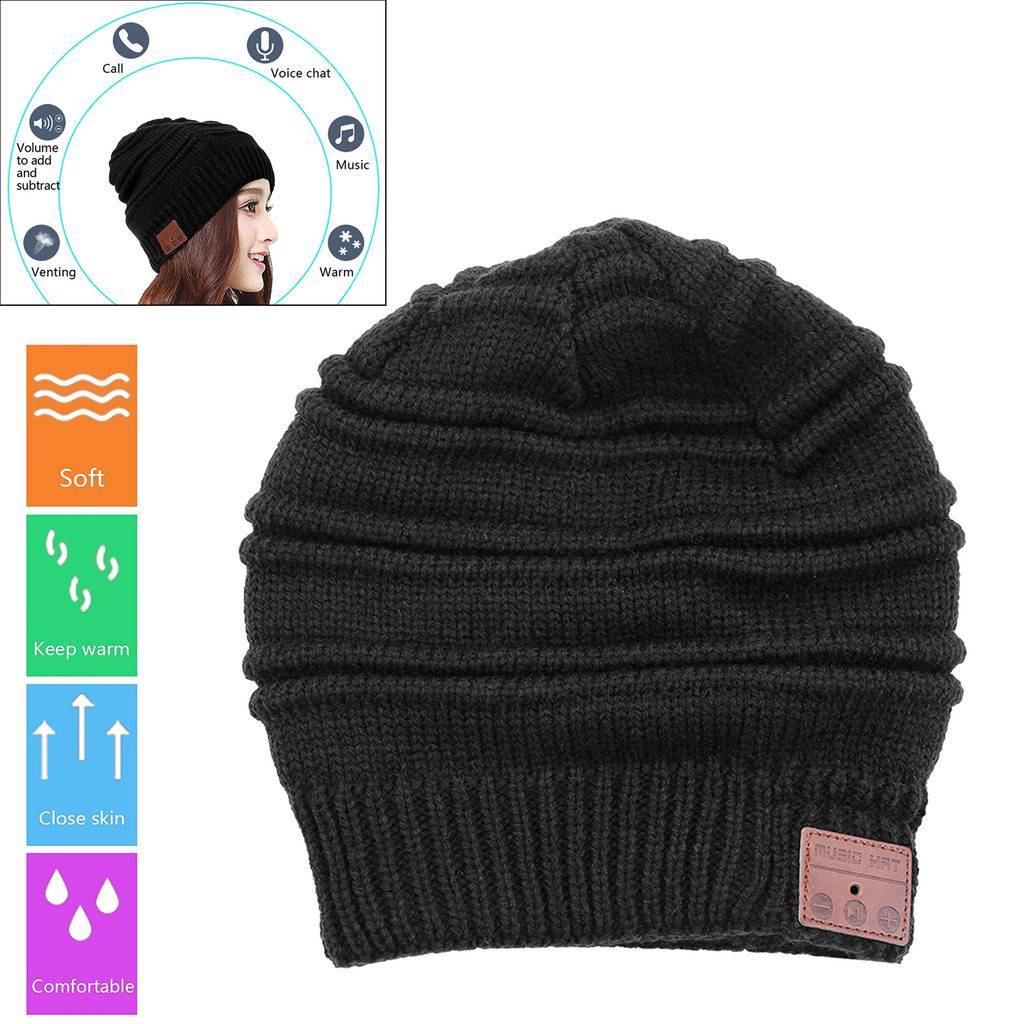 Men Women Warm Beanie Music Hat Wireless Bluetooth Sport Headset Headphone