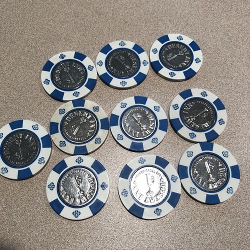 (10) 1 desert inn silver inlay vintage casino chips las vegas nv lot