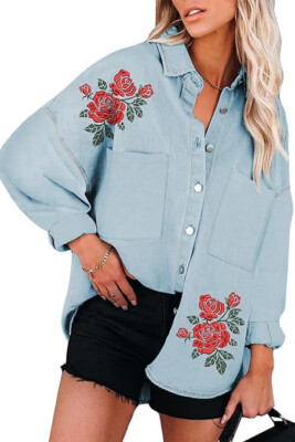 NWOT SZ XLARGE BLUE EMBROIDERED Melliflo Women's Floral